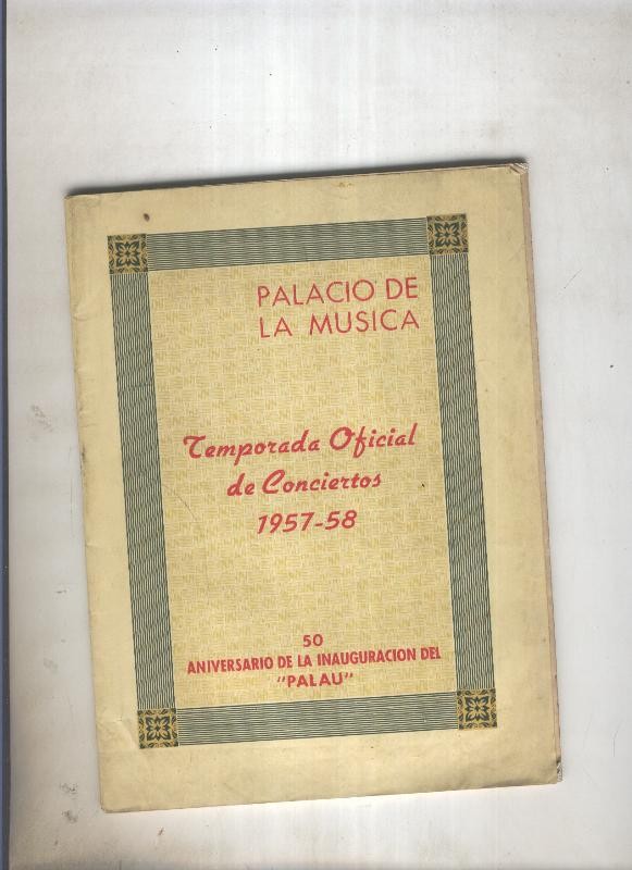 Palacio de la Musica.Temporada Oficial de Conciertos 1957-58