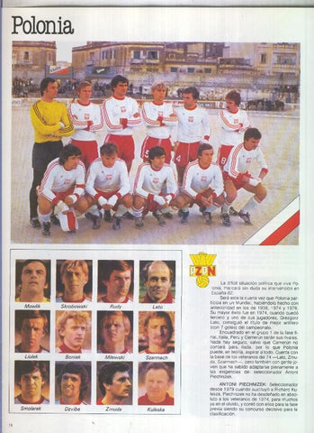 España 1982 lamina 02: Seleccion de Polonia