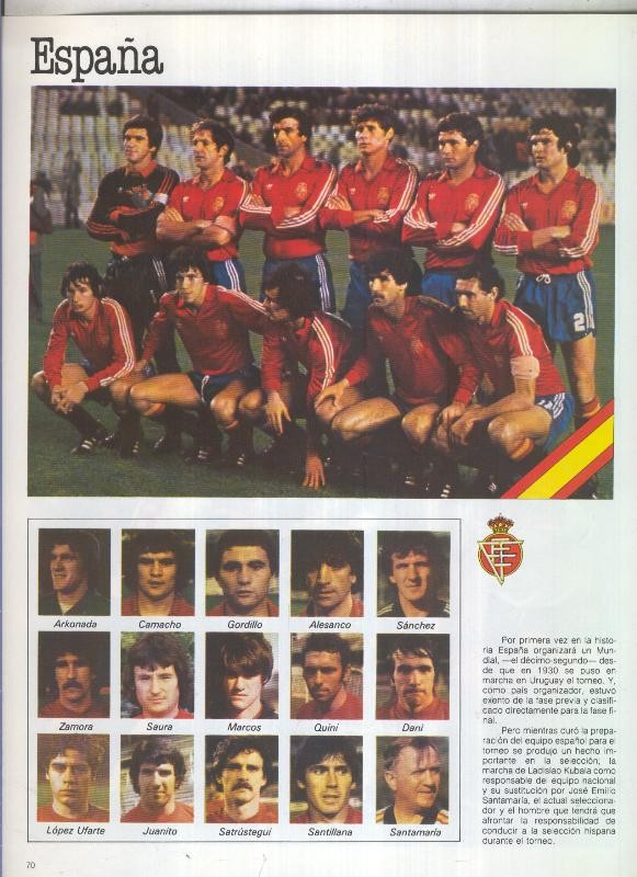España 1982 lamina 04: Seleccion de España