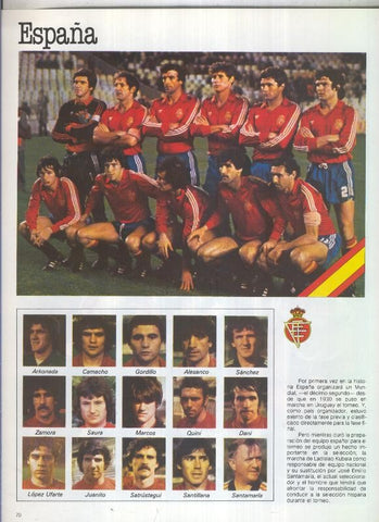 España 1982 lamina 04: Seleccion de España