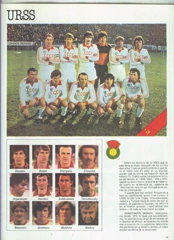España 1982 lamina 12: Seleccion de URSS