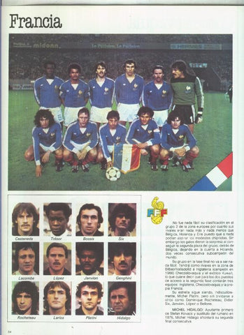 España 1982 lamina 15: Seleccion de Francia