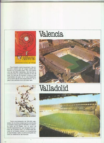 España 1982 lamina 24: Estadios del Valencia y Valladolid