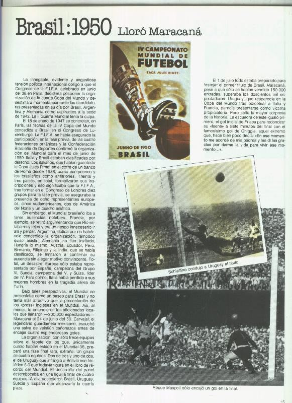 España 1982 lamina 31: Articulo sobre Brasil 1950