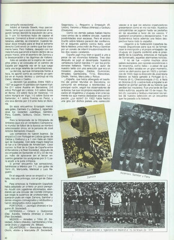 España 1982 lamina 34: Zamora, Alcantara, Samitier y Piera + Seleccion de 1929