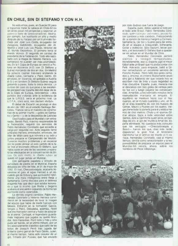 España 1982 lamina 37: En Chile, sin Di Stefano y con H.H.