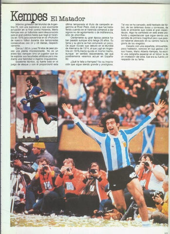 España 1982 lamina 23: Articulo sobre Kempes el matador