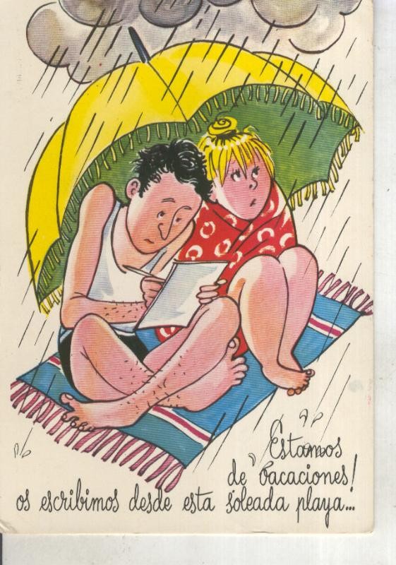 Postal 015238: Un dia de playa lluvioso