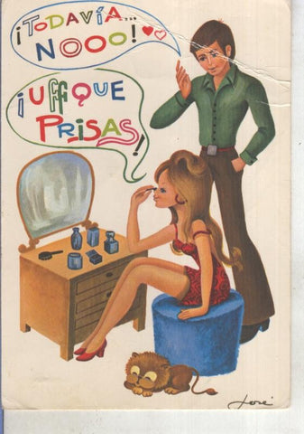 Postal 015245: Arreglandose para salir, ilustracion de Jose