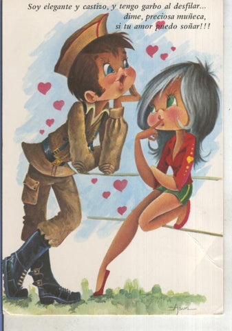 Postal 015248: Milico enamorando, ilustracion de Asun