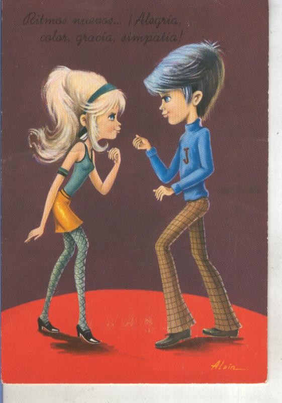 Postal 015249: Bailando, ilustracion de Alain