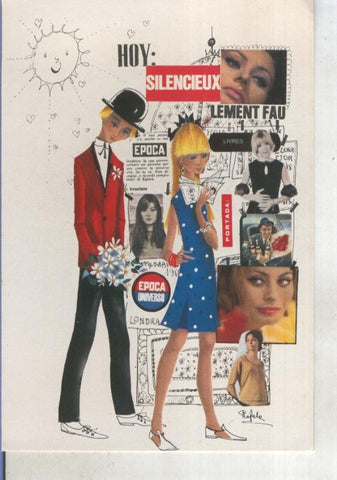 Postal 015265: Pareja al estilo ingles, ilustracion de Rafele