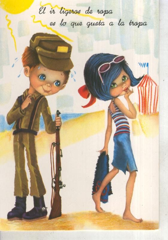 Postal 015275: Militar en la guardia con su novia, ilustracion de ?