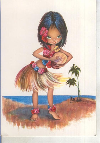 Postal 015288: Bailarina hawaina, ilustracion de ?