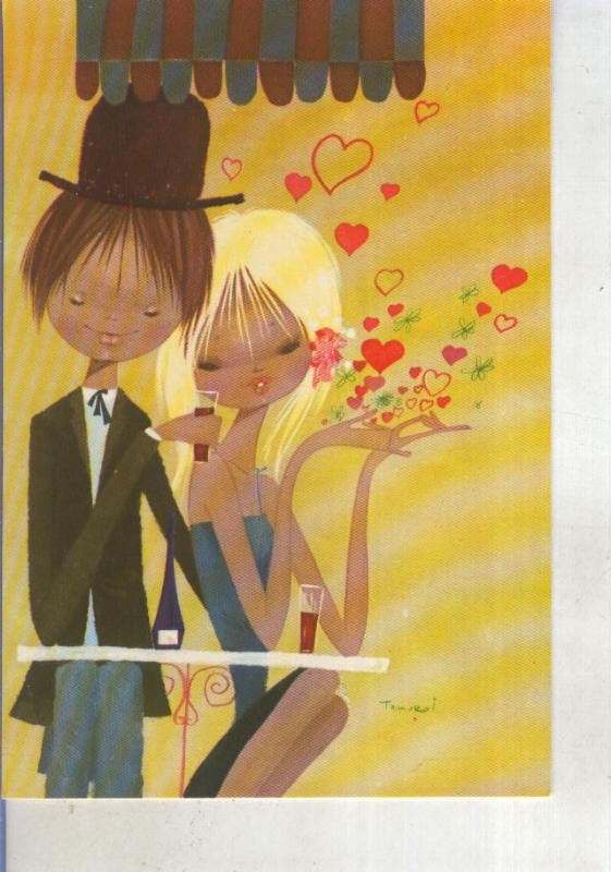 Postal 015293: Pareja tomando un vino, ilustracion de Tamorol ?