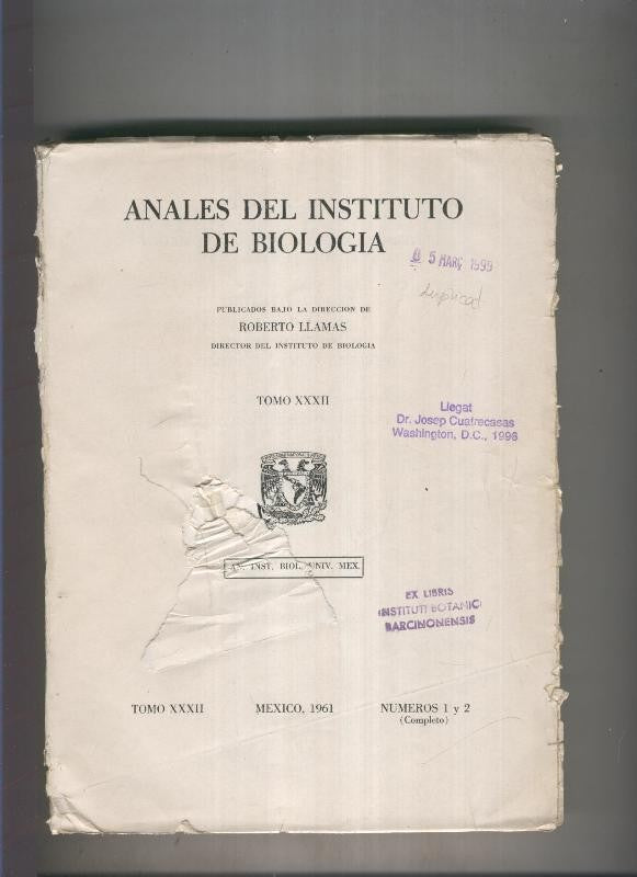 Anales del Instituto de Biologia tomo XXXII