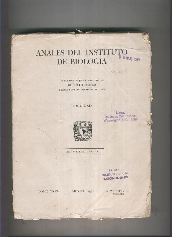 Anales del Instituto de Biologia tomo XXIX