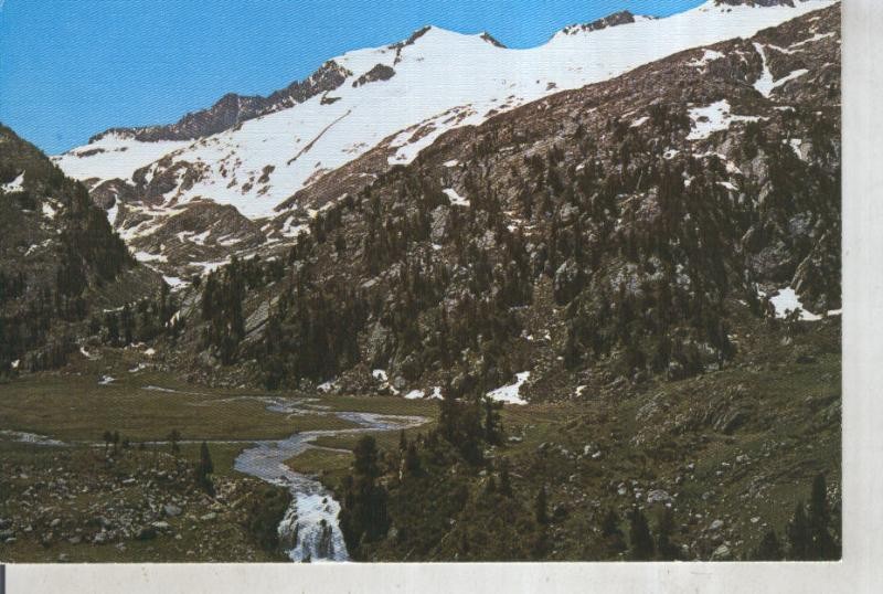 Postal 015744: Cascada de Aigualluts y glaciar en Benasque, pirineo aragones
