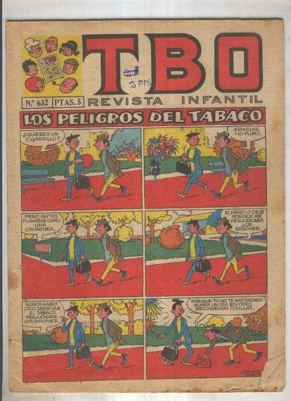 TBO numero 632: Los peligros del tabaco (Salvador Mestre), (numerado 2 en trasera)