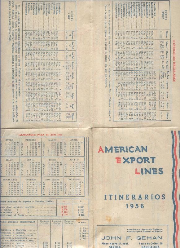 American Export Lines itinerarios 1956