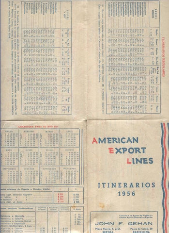 American Export Lines itinerarios 1956