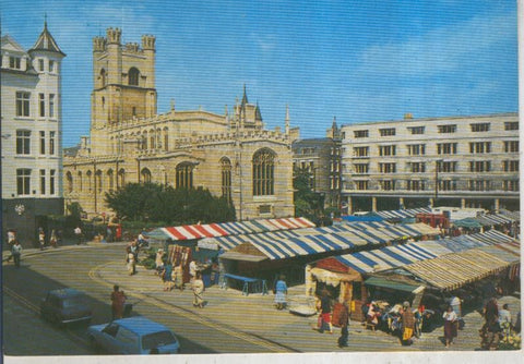 Postal 015822: Market Hill and Great St.Marys Church, Cambridge, Inglaterra