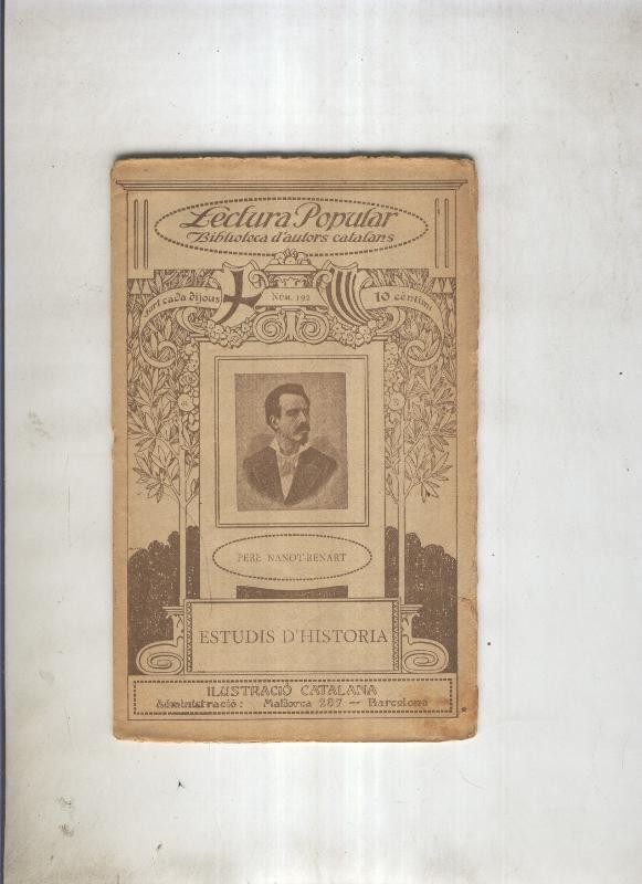 Lectura Popular Biblioteca D,autors catalans numero 192: Estudis de historia