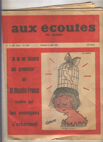Aux Ecotes du monde numero 1567 del 6.agosto.1954