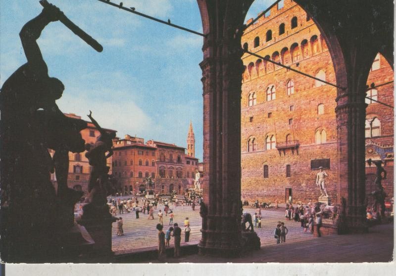 Postal 015890: Loggia e Plaza de la Signoria, Firenze, Italia