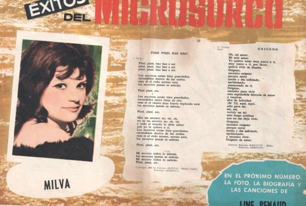 Serenata numero 061: trasera cancionero y foto de Milva