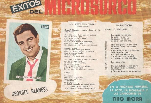 Serenata numero 191: trasera cancionero y foto de Georges Blaness