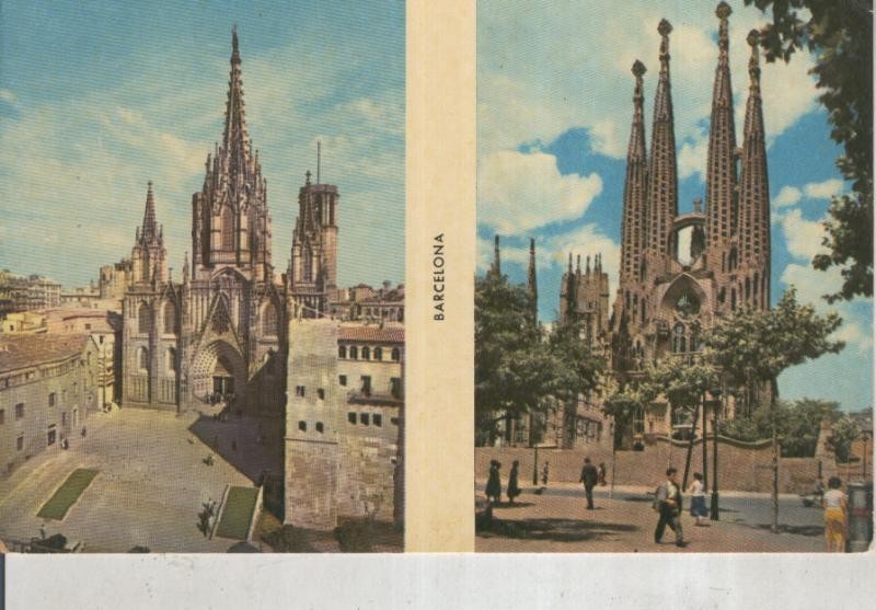 Postal 015927: La Catedral y la Sagrada Familia en Barcelona  