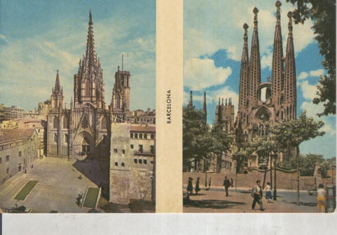 Postal 015927: La Catedral y la Sagrada Familia en Barcelona  