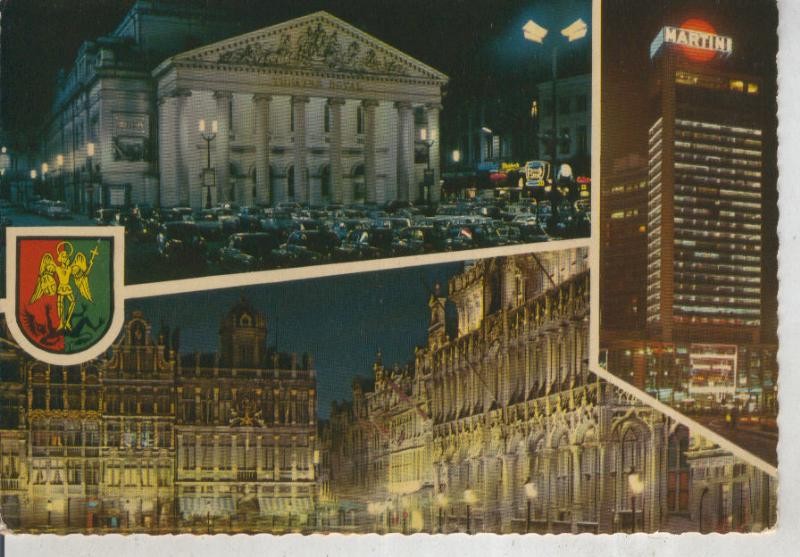 Postal 015988: Vistas nocturnas de Bruselas, Belgica