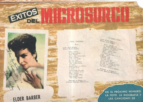 Serenata numero ?: trasera cancionero y foto de Elder Barber