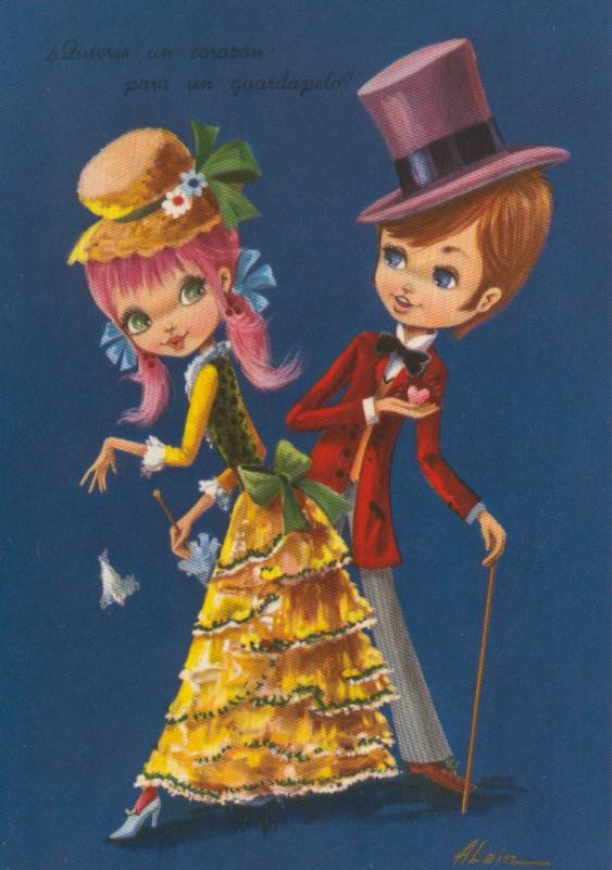 Postal 016148: Pareja con dibujo de alain