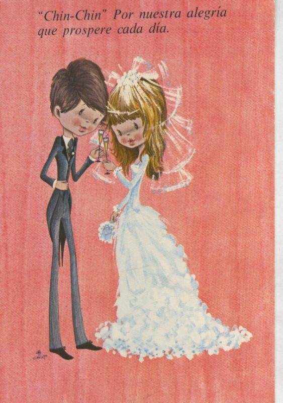 Postal 016149: Recien casados con dibujo de Chup