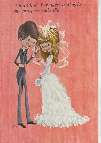 Postal 016149: Recien casados con dibujo de Chup