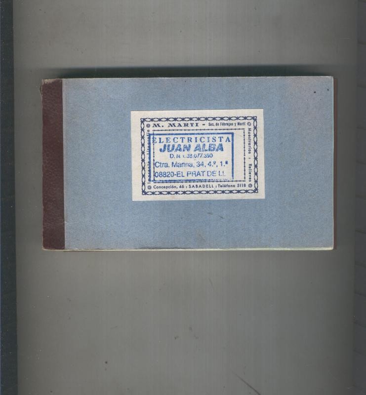 Talonario trabajo electricista Juan Alba de El Prat de Llobregat, Barcelona