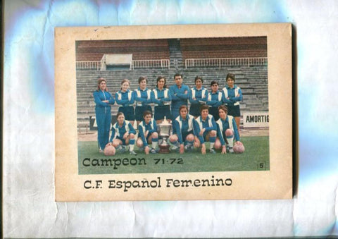 Panico formato libreta numero 05: Trasera foto equipo femenino 1971-72 del R.C.Deportivo Español de Barcelona