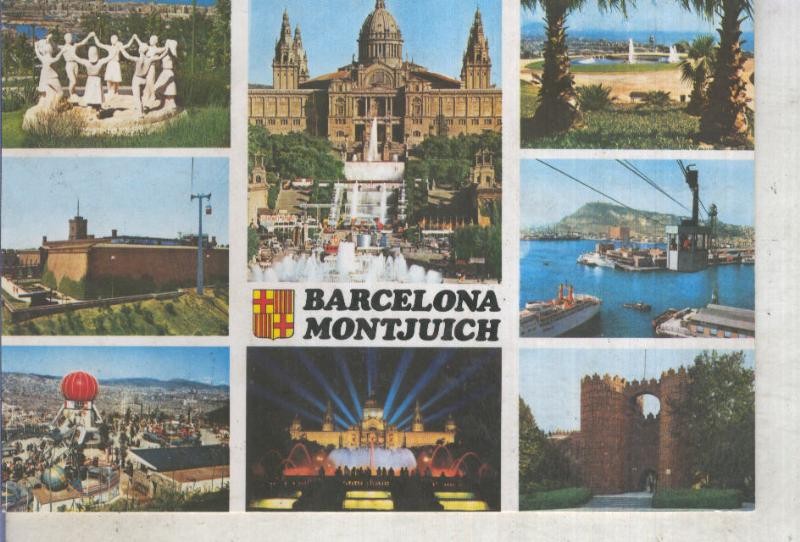 Postal 016221: Vistas varias de Montjuich en Barcelona