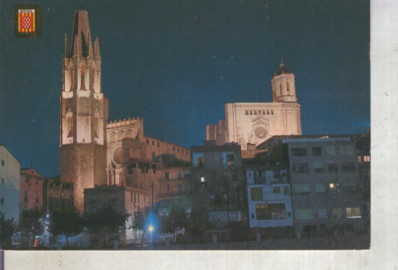Postal 016244: San Felix y la Catedral de Gerona iluminados