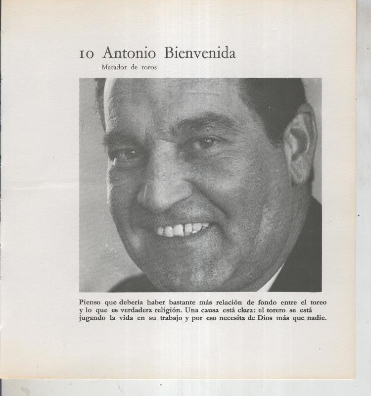 Ficha 010: Antonio Bienvenida: Matador de toros