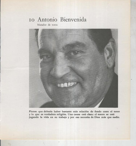 Ficha 010: Antonio Bienvenida: Matador de toros