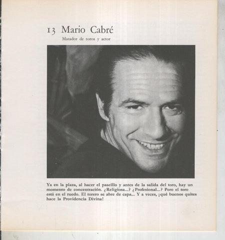 Ficha 013: Mario Cabre: Matador de toros y actor