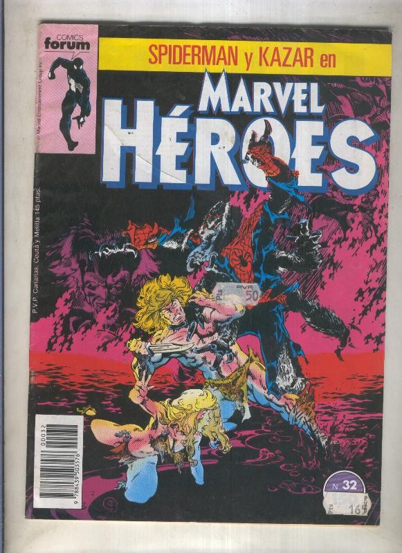 Marvel Heroes numero 32: Spiderman y Kazar (numerado 2 en trasera)