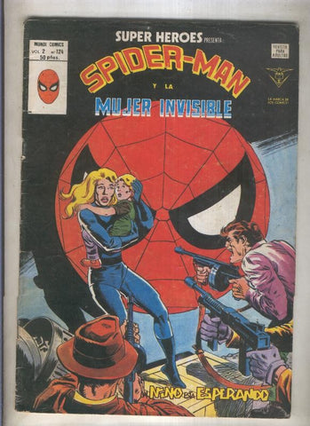 Super Heroes volumen 2 numero 124: Spiderman y La Mujer Invisible (numerada 2 en trasera)