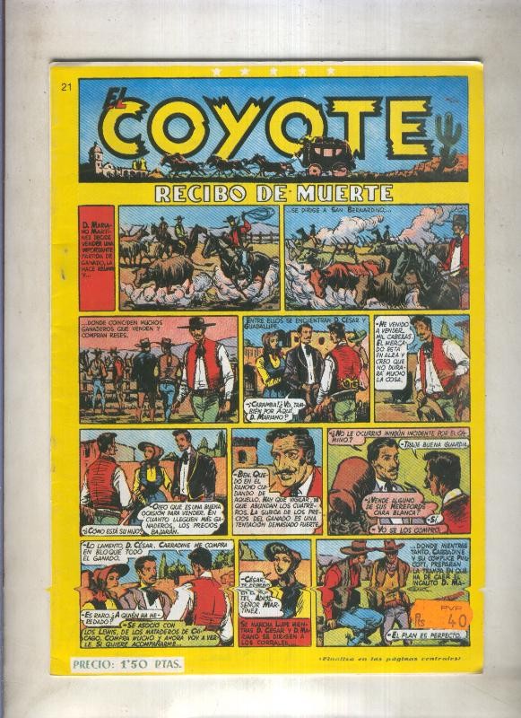 El Coyote facsimil numero 021: Recibo de muerte (numerado 1 en trasera)