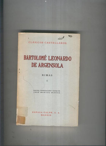 Rimas I de Bartolome Leonardo de Argensola