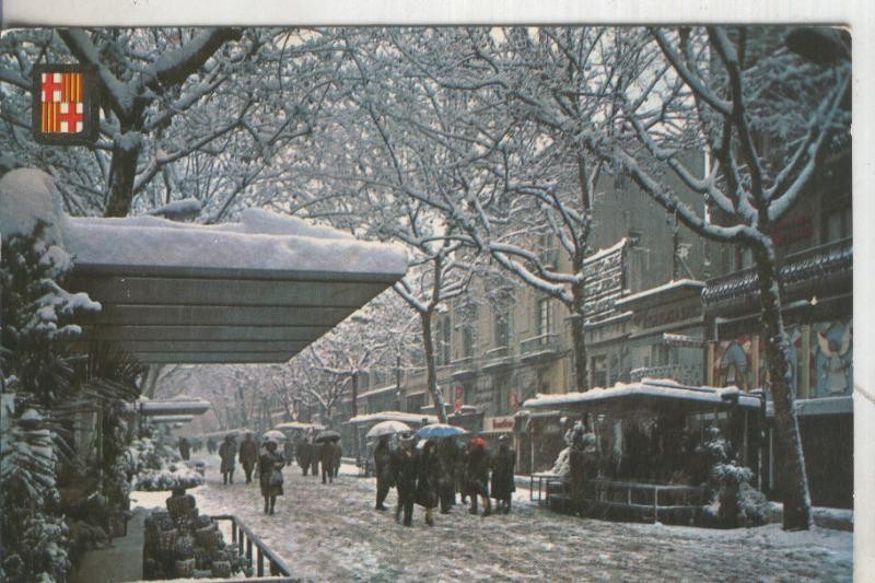 Postal 005973 : Nevada en Ramblas de las Flores, Barcelona